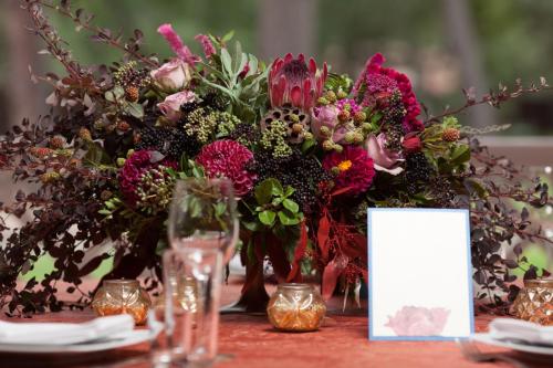 Beautiful flowers on table in wedding day. Luxury holiday background.