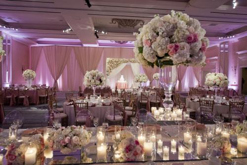 Beautifully decorated wedding ballroom